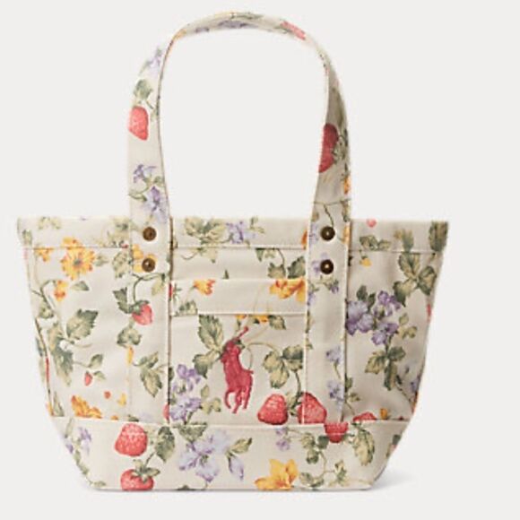 NWT Polo RALPH LAUREN Floral Big Pony Canvas Mini Tote new with tag - Picture 5 of 10